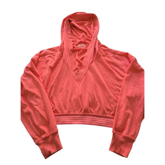 Free People Movement Womens Grand Slam V-Neck Cropped Hoodie Hot Pink Medium - Picture 13 of 13